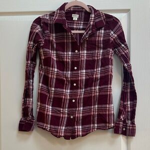 Crewcuts Burgundy and Pink Plaid Button Down Shirt